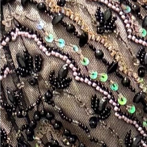 SUE WONG Nocturne Sheer Mesh Sequins Lace Embroidery Retro Vintage Dress 6 - Picture 4 of 17